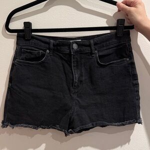 LOFT Black Frayed Hem Denim Shorts